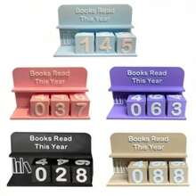 1pc Modern Pink & Beige Books Read Counter With 5 Number Dices-"Books Read This Year" Text - Track Annual Reading Progress - Perfect Library, Office, Home Decor - Ideal Gift For Book Lovers, Teachers, Writers - Durable Plastic Construction, Reading Tracker, Contemporary Design, Bold Visible Numbers