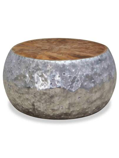 VidaXL Coffee Tafel 60x60x30 Cm Aluminum Teak Wood