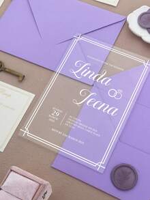 Tarjetas de boda acrílicas románticas - Elegantes invitaciones florales para eventos especiales. Invitación de boda de acrílico transparente, invitación de acrílico elegante con tarjeta de detalles, invitaciones de quinceañera y cumpleaños con flores