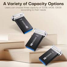 Kodak 柯达 USB3.2 闪存盘 128GB 迷你 U 盘 32GB 64GB K113 金属 U 盘 适用于 PC 手机 - 黑色 - 查看 8