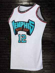 Atonmore Herren Basketball Trikot 12 Weiß mit Stickerei und Näharbeit, ärmellose Weste Lässig Sport Shirt