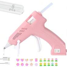 MIAOKE Pistola de Silicon Inalambrica con 20 Accesorios Decorativos, 5 Barras de Pegamento Caliente Premium, Pistola de Silicon Caliente Adecuada para Bricolaje, Manualidades y Reparaciones de Hogar - rosa - Ver 1