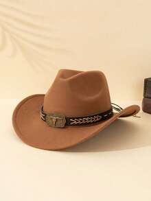 Un sombrero de vaquero occidental versátil para hombres y mujeres, con un accesorio desmontable con cabeza de toro, perfecto para ocio al aire libre, fotografía, juegos de roles, ciclismo, senderismo, fiestas, como regalo para amigos y ceremonias navideñas - Multicolor - Ver 5