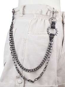 1 قطعة سلسلة معدنية بطراز رجعي شيك بطابع بانك روك وهيب هوب للخصر، سلسلة شخصية مناسبة للرجال، إكسسوار بنطال معدني عصري للصيف والمدرسة والخريف والشتاء، مناسب للمراهقين والشباب والرجال للاستخدام اليومي والخارجي والرياضي والعطلات والهدايا لعيد الميلاد والتخرج، بتصميم عتيق وكلاسيكي للموضة الحضرية في فصل الخريف والشتاء