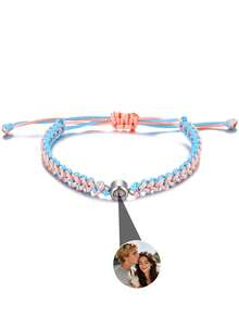 Customizable Stainless Steel Projection Photo Bracelet, Handmade Woven Projection Bracelet, Customized Girlfriend Photo Bracelet, Adjustable Woven Bracelet, Couples Jewelry - Style 4 Bracelet - View 11