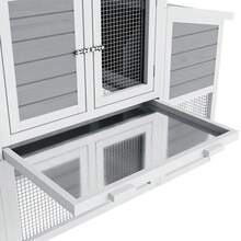 123" Wooden ChickenCoop With Nesting Box, Large Chicken Run With Waterproof, Sliding Tray & Ramp, Hen House Poultry Cage For Backyard, Farm(Ship In Boxes) - white&Gray - 查看 6
