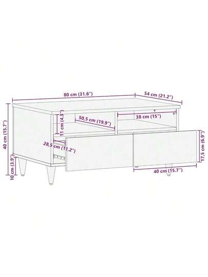 VidaXL Coffee Tafel 80x54x40 Cm Solid Mango Wood view 2
