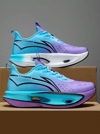 Men's Casual Fashion Sneakers - Lightweight Shock-Absorbing Sole And Breathable Fabric Upper, Gradient Blue/Pink/Purple/Turquoise - Suitable For Fitness, Casual And Outdoor Wear All Year Round - Minimalist Urban Street Style With Shock-Absorbing Design