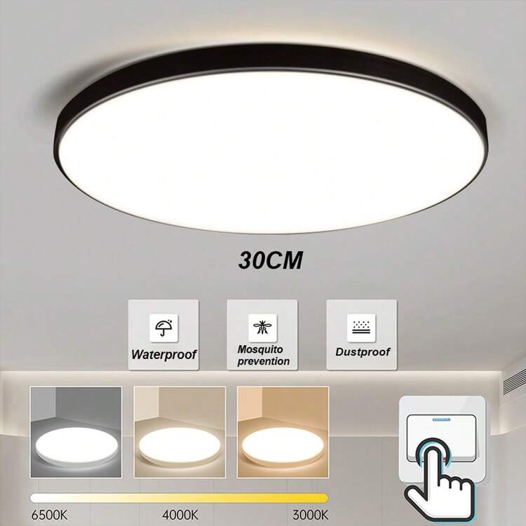 CANMEIJIA Color Changing Ceiling Light, Large Size LED Ceiling Lamp, 3-Color Adjustable 3000K/4000K/6500K/RGB Round Panel Light, Dimmable Color Temperature, 220V, Easy Installation, Suitable For Bathroom/Bedroom/Living Room/Study/Closet/Kitchen/Hallway/Dressing Room/Rental Home/Small Room, Choose Suitable Color Based On Usage Needs - Đèn trần ba màu - Xem 17