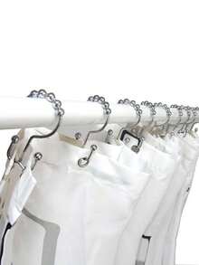 Stainless Steel Double Slide Shower Curtain Hook With Ball Bearings - Shower Hooks With Smooth Sliding And Easy Installation, Smooth Sliding, Rust Resistant For Bathroom Shower Curtain Rods Christmas Decor - Multicolor - View 5