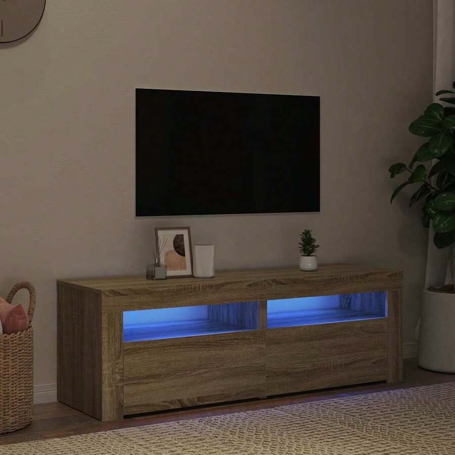 vidaXL Mobile TV con luci LED in quercia Sonoma, 120x35x40 cm