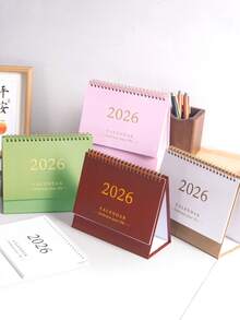 1pc Solid Color Medium 2026 Desk Calendar - Durable Metal Ring Binding, Nature Landscape Pattern Inner Page Personalization, Vertical Flip Desk Calendar, Office Desk Memo, Office Supplies, Gifts For Friends - Multicolor - View 11