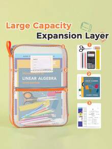 Transparent File Storage Bag - Large Capacity Multi-Layer Categorized Bag - Thick Mesh Scarf - Exam Paper Bag - Textbook Categorized Bag, Net Fabric File Bag Storage Bag For Students, Multi-Layer Thematic File Organization Accessories Storage Bag For Homework Storage, Suitable For Office And School Supplies, Multiple Colors - Multicolor - View 5