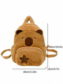 1pc Large Capacity Cute Capybara Pattern Backpack. Lively Student Backpack With Multi-Pocket Design. Fashion Backpack. Backpack, Schoolbag, Backpack, Backpack, Backpack, Mini Backpack, Small Backpack, School Bag, Boys' Backpack, Student Backpack, Rucksack, Schoolbag, Suitable For Girls, Female Students, Male Students, Girls, Boys, Boy's Gift, Cute Backpack, Mini Backpack, Capybara Backpack, Backpack - Brown - View 5