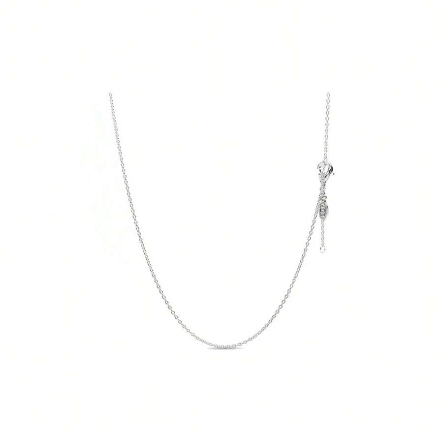 PANDORA 時尚簡約百搭男女同項鍊女士925銀純銀裸鍊基礎鏈項鍊送女友送愛人送媽媽開學禮物聖誕禮物生日禮物 - 銀色 - 查看 1