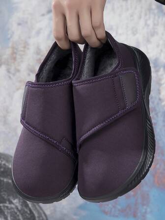 Adjustable Slip-On-On Boots, Thick Fleece Lining Design For Comfort, Suitable For Wide Feet And Middle-Aged/Elderly, Casual Sports Shoes For Autumn/Winter