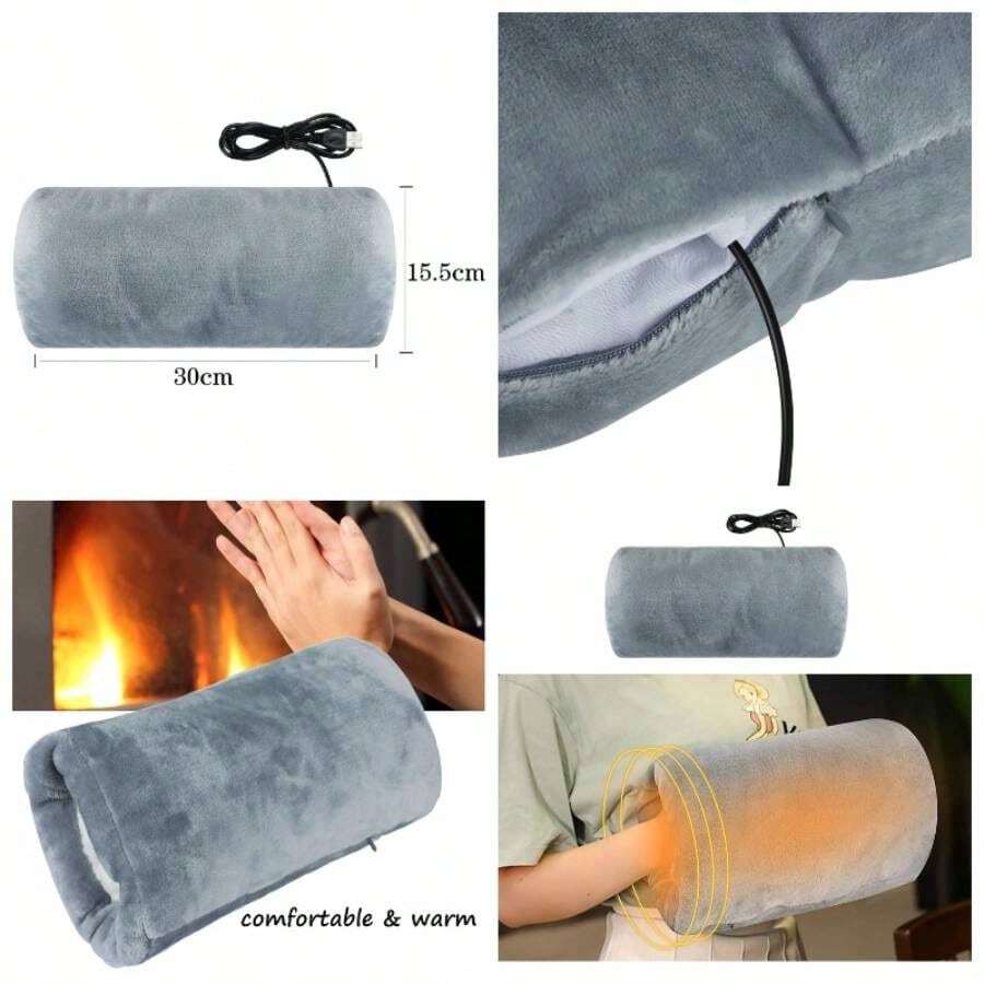 Guantes calentadores de manos elctricos para calentadores de manos de felpa suave, almohadilla de calentamiento para manos alivio del dolor artritis guantes de calentamiento de invierno para - gris - Ver 1