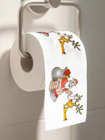 1 Rollo de papel higiénico con tema navideño - Diseños de Papá Noel, renos y árboles, tejido suave para el baño, ideal para celebraciones navideñas y de fiestas, regalo de novedad navideña, decoraciones navideñas