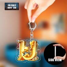 2D Impresión plana, 1 llavero acrílico, 26 letras del alfabeto inglés y abeja de Navidad A-Z, colgante con inicial de nombre, lindo colgante de bolso, llavero de pareja, llavero de coche, adecuado para Navidad, Acción de Gracias, Día de San Valentín, decoración festiva, regalo de carnaval, regalo de Navidad 2D Plano