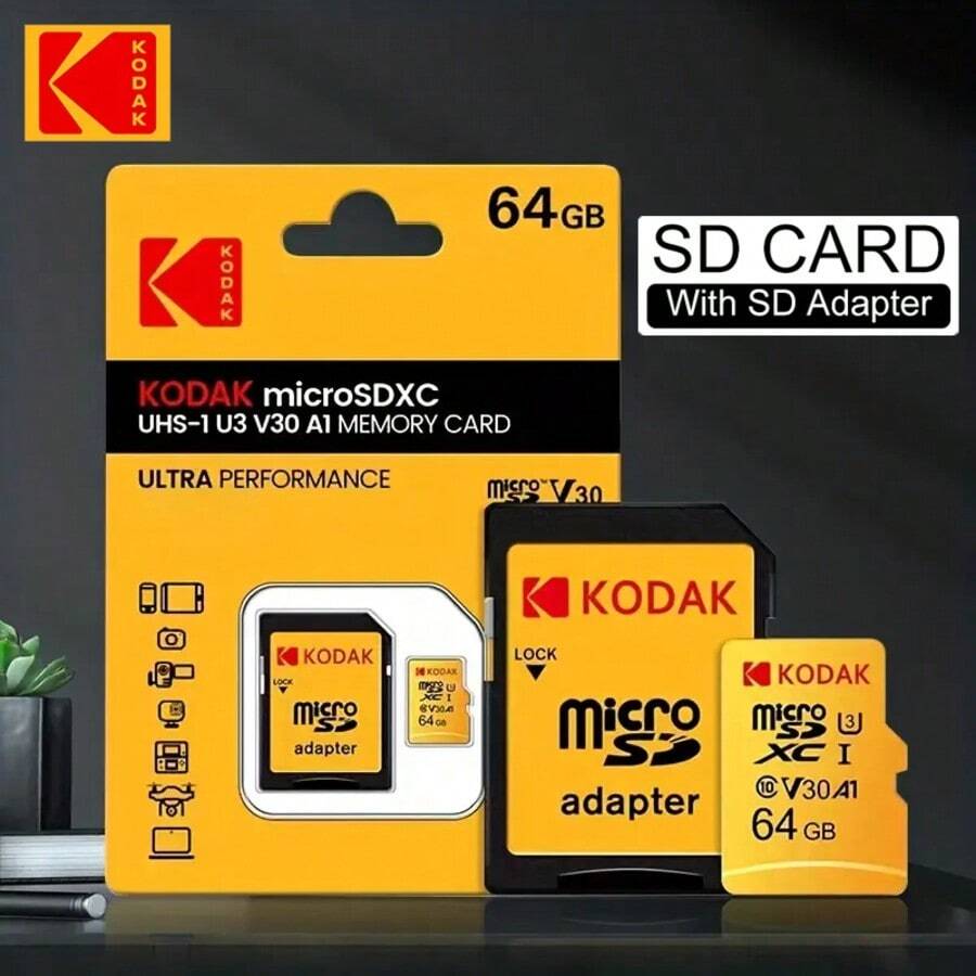 Thẻ nhớ Micro SD KODAK C10 32GB 64GB 128GB 256GB Microsd V30 Thẻ nhớ Class10 SDXC U3 4K TF cho điện thoại máy tính