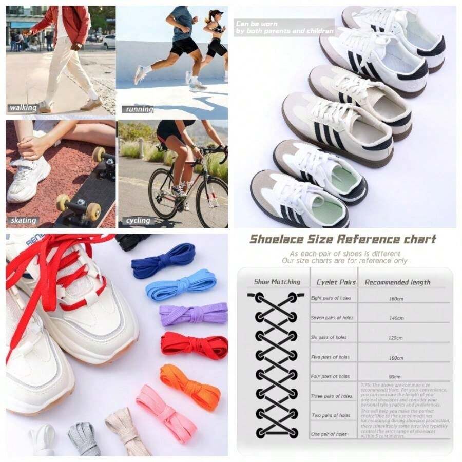 Shoelaces Sneakers 1 Pair Athletic Shoelace Flat Shoe Laces And Adults 27 Soild Colors In 2479 - 39吋(100公分)+海軍藍 - 查看 1