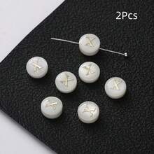 2Pcs Round Shell Beads Letter Spacer Beads DIY Bracelet Necklace For Jewelry Making Supplies - Shell Alphabet Beads - View 26
