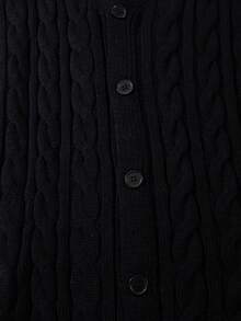 ANDREILEE 男士 V 领休闲宽松开衫毛衣，百搭美式街头风长袖针织衫，春/秋/冬 - 黑色 - 查看 5