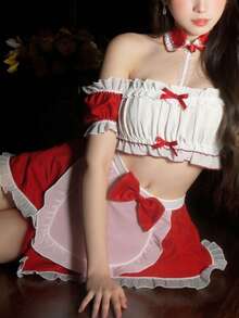 1件套圣诞女仆筒裙套装，圣诞节和情人节服装 - 彩色 - 查看 4