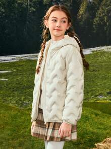 Balabala Lightweight Tween Girl Down Jacket, Boys & Girls 2025 Winter Mall Edition, Hooded Outerwear - Light Khaki - View 2