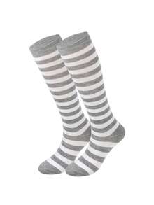 1 Pair Women's Striped Knee-High Socks, Striped Socks For Cosplay, European And American Sports & Casual Style, Calf Socks - Multicolor - View 34