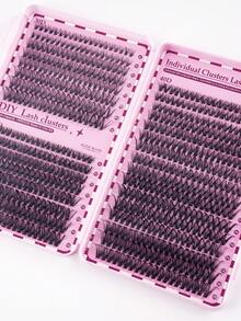 640/600/570/448 piezas Pestañas postizas con rizo D, alta capacidad adecuada para ojos gruesos y esponjosos, aspecto natural. Maquillaje de belleza, hazlo tú mismo en casa. Gran capacidad de libro de pestañas individuales para principiantes, artistas de maquillaje, pestañas postizas suaves y duraderas. Extensiones de pestañas segmentadas para maquillaje de ojos de zorro/gato