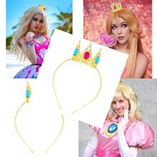 Princess Tiara Peach Crown For Women Girls Red Blue Princess Halloween Cosplay Headband Queen Crown Tiaras Metal Birthday Prom Wedding Party Hair Accessories C - 公主C - 查看 1