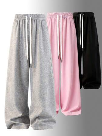 Loose Fit Drawstring Design Casual Wide Leg Pants, Suitable For Outdoor Sports And Daily Wear In Summer & Autumn, Great Gift For Girlfriend Back To School Season