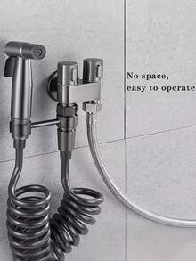 6pcs/Set Modern 2-In-1 Multi-Functional Toilet Sprayer, Wall-Mounted High Pressure Toilet Bidet Spray Set With Dual Control, 3-Way Valve, Retractable Hose And Bracket, Suitable For Bathroom, Toilet, Shower, Kitchen, Ideal Gift - Multicolor - View 6