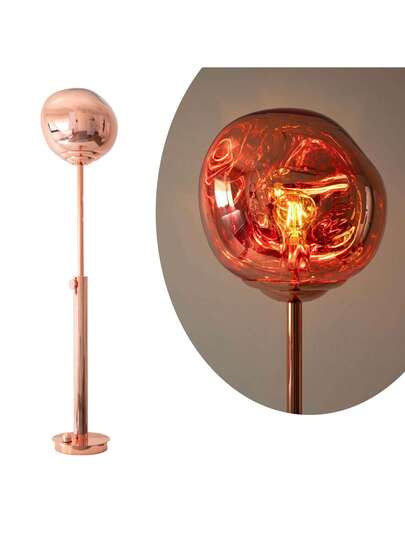 Alpinaluz "MAGAMA" er Vloer Lamp Adjustable Height, Metallic Magma Effect Acrylic Ball, E27, Rose Copper Finish view 2