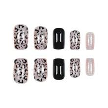 European And American Manicure Detachable Hot Girl Black Autumn And Winter High-End White Leopard Print French Wearable Nails - 彩色 - 查看 3