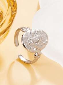 1 pièce Bague animale élégante d'abeille, bague ouverte vintage en acier inoxydable avec strass, bijou plaqué or 18 carats étanche, cadeau de fête pour femmes - abeille - Voir 8