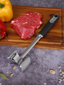 1pc Aluminum Alloy Square Meat Tenderizer, Double-Sided Meat Pounder For Home Use, Multifunctional Kitchen Tool With Nut Cracker And Ingredient Crusher