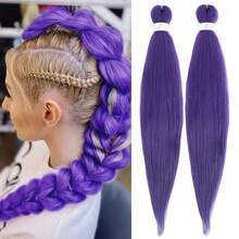 Długie fioletowe warkocze, wstępnie rozciągnięte syntetyczne przedłużki do warkoczy, fioletowe przedłużki do włosów na imprezę sceniczną, kostium na Halloween i Boże Narodzenie