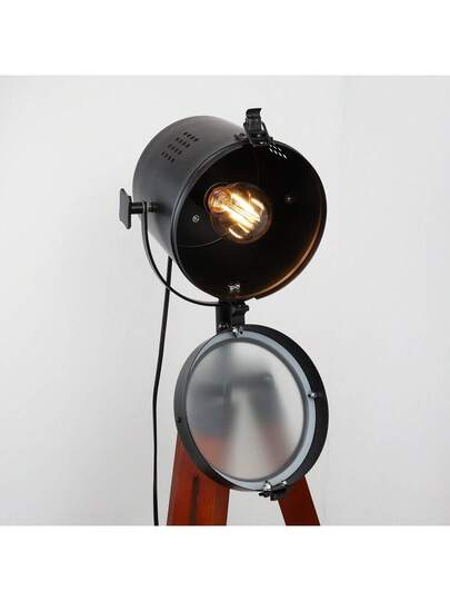 Alpinaluz Cinema Tripod Vloer Lamp, Natural Wood, Adjustable Focus Height, Vintage E27, Living Room Bedroom view 9