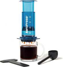 cafetera de prensa francesa manual todo en estilo espresso y filtro, lista en 2 minutos, portátil y compacta para viajes y camping B1SY - Azul - Ver 2