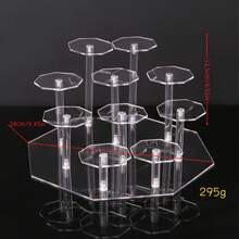 1 pieza, Estante de almacenamiento de cosméticos de acrílico transparente - Soporte de exhibición de varios niveles en forma octagonal, trapezoidal y circular, adecuado para tiendas de cosméticos, mostradores de belleza, almacenamiento de brochas de maquillaje y unidades de exhibición transparentes. - Transparente - Ver 10