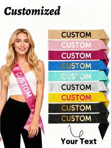 1pc Customized Text Ribbon, Personalized Slogan Sash, Customized Birthday Sash, Customizable Bachelorette Party Sash, Ideal Gift For Him, Ideal Graduation Gift For Her - Multicolor - View 2
