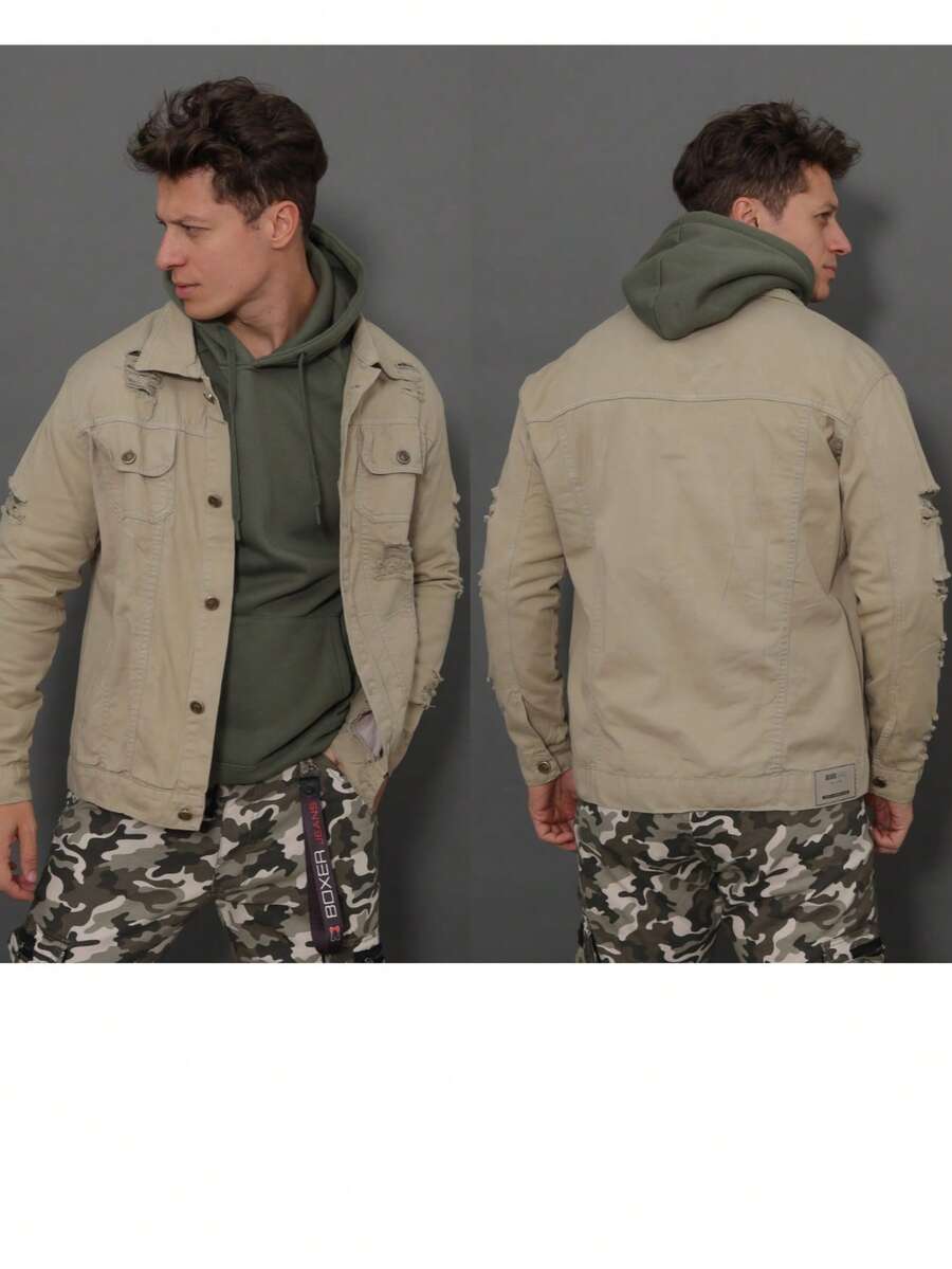 Men Denim Jackets - Rượu sâm banh - Xem 1