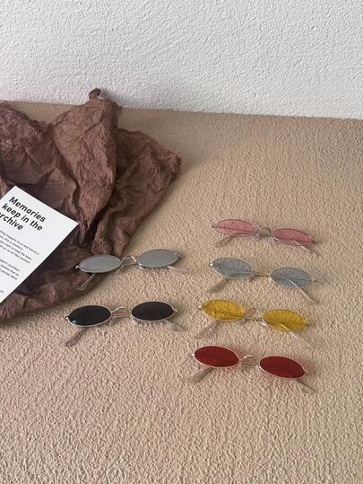 1 件超轻儿童眼镜，适合男孩和女孩佩戴，时尚，适合拍照、聚会、骑自行车、旅行、运动，椭圆形镜框，金属眼镜