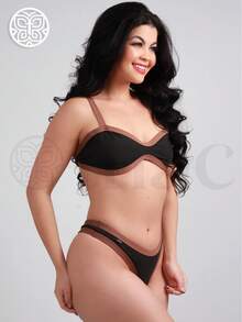 Two-Tone V-Shape Bikini – Beachwear 2026 - Black and Brown - View 2
