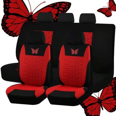 REMAX 9pcs Colorful Butterfly Print Car Seat Covers, Universal Size, Compatible With Airbag Openings