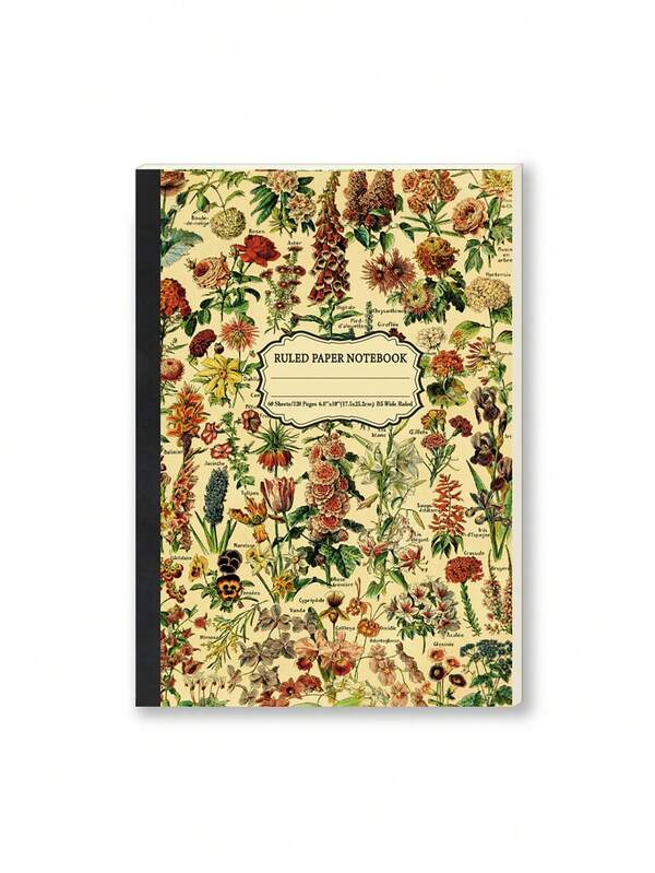 1pc B5 Floral Cover Lined Notebook, Diary Journal For Work, Study, And Note-Taking