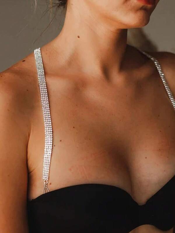 1pc Adjustable Super Shiny Crystal Shoulder Strap, Suitable For Party, Stage Performance Or Evening Gown, Women Body Chain Accessory