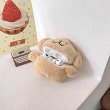 TLL  Yatchen Furry Case For AirPods 4Funny Cute 3D Cartoon Plush Kawaii Khaki Colored Puppy Design Fluffy Soft Warm Cover For AirPods 4rd Generation Carrying Charging Box With Keychain Protective Case2574 - ApronDogAirPods4 - 查看 2